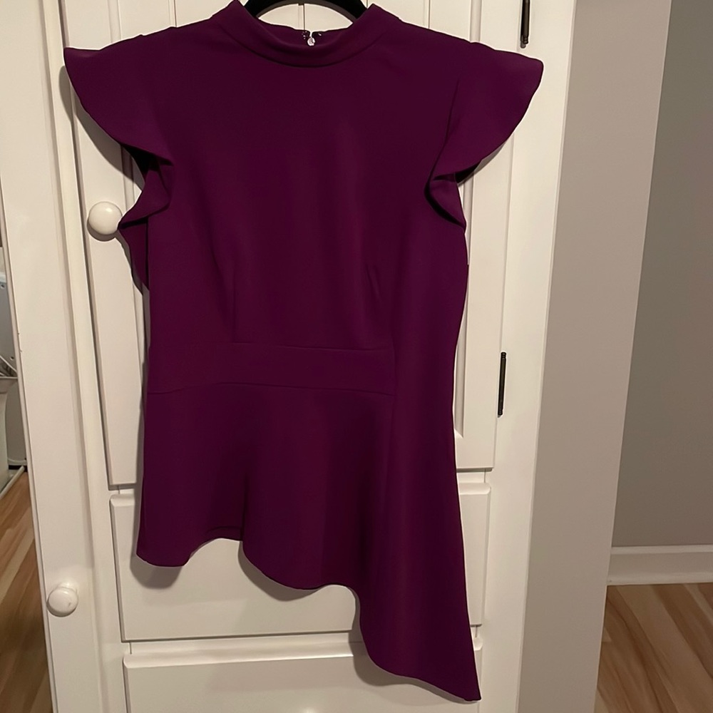 7th Avenue Purple Ruffle Womens Top